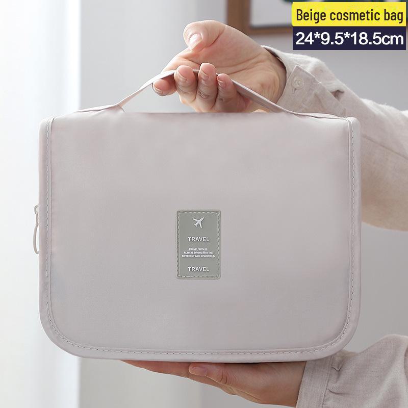 Twill Waterproof Hanging Toiletry Bag - Large Capacity, Portable, Hand-Held Cosmetic Organizer