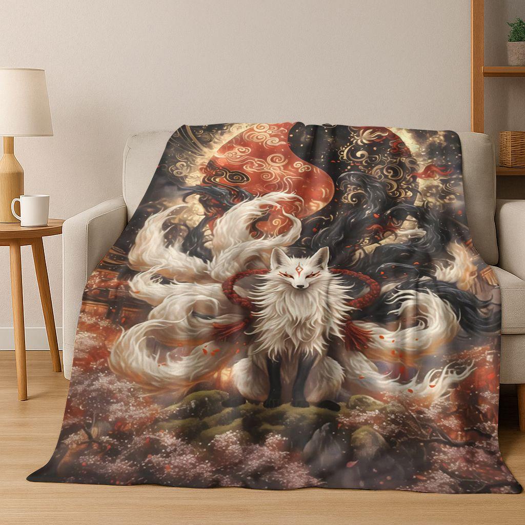 Nature Balance Yin Yang Tai Chi Black White Energy Flannel Blanket,Cozy Soft Throw Blanket for Home Bedroom Bed Sofa Cover Gift