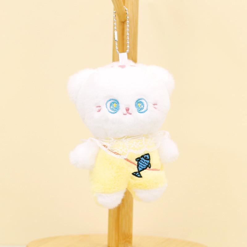 Adorable Plush Toy Cat Keychain With Short Plush And Pp Cotton Stuffing
