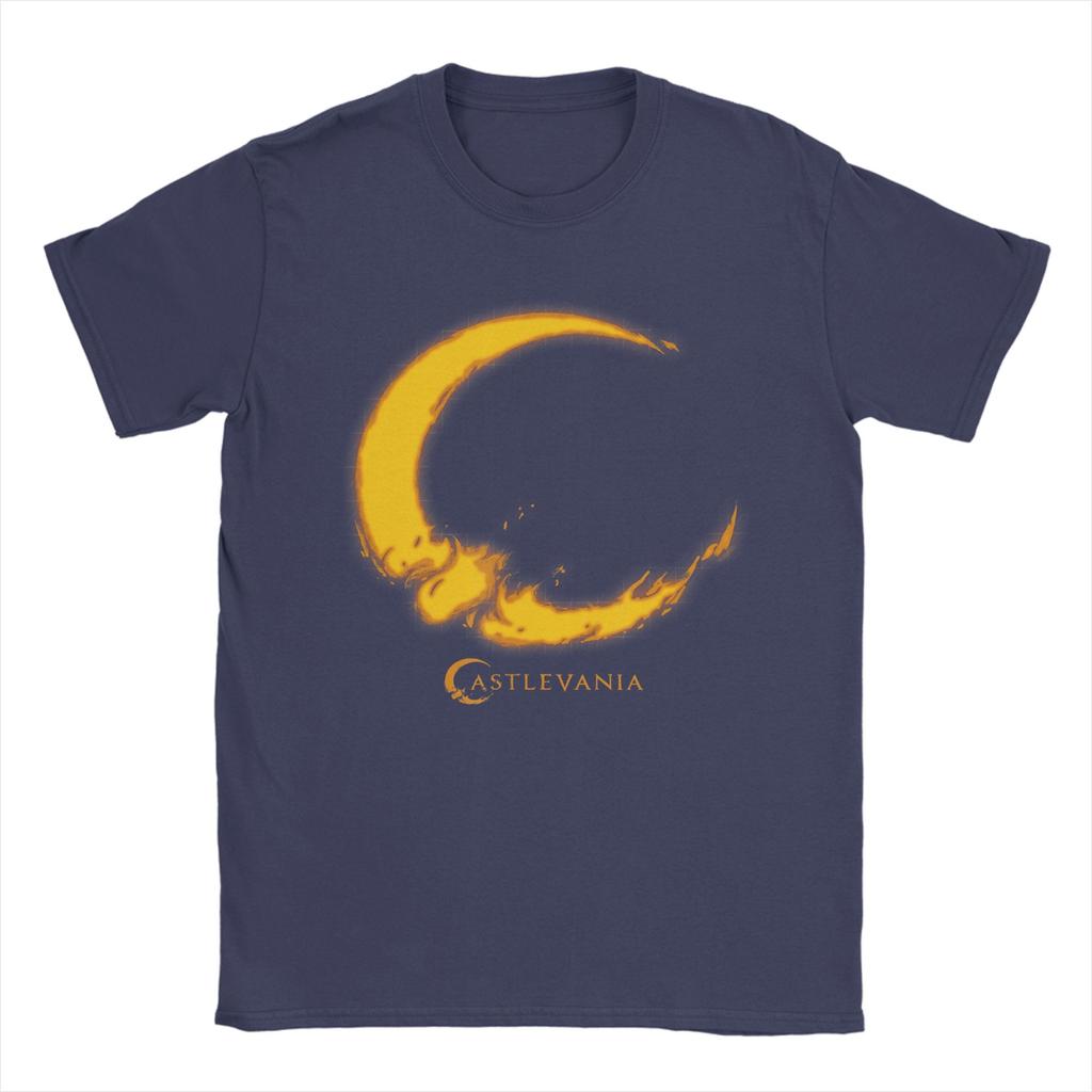 Castlevania Crescent Moon Fire Logo Hipster T Shirts  Pure Cotton Tee Shirt for Man Y2K Classic Loose Short Sleeve Clothing