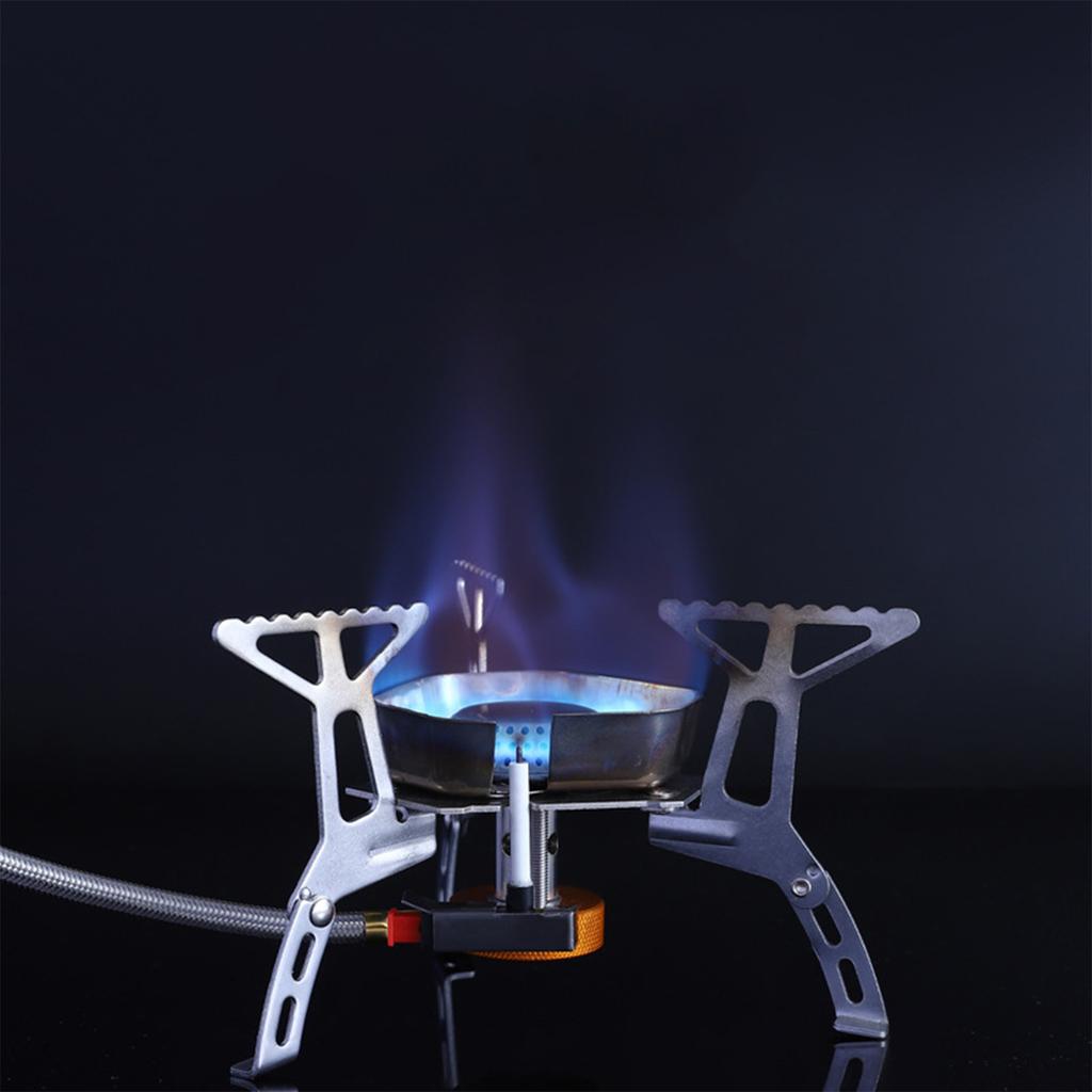 Windproof Camping Stove, Gas Burner With Fuel Canister Adapter, Piezo Igniter, Carry Bag, Foldable