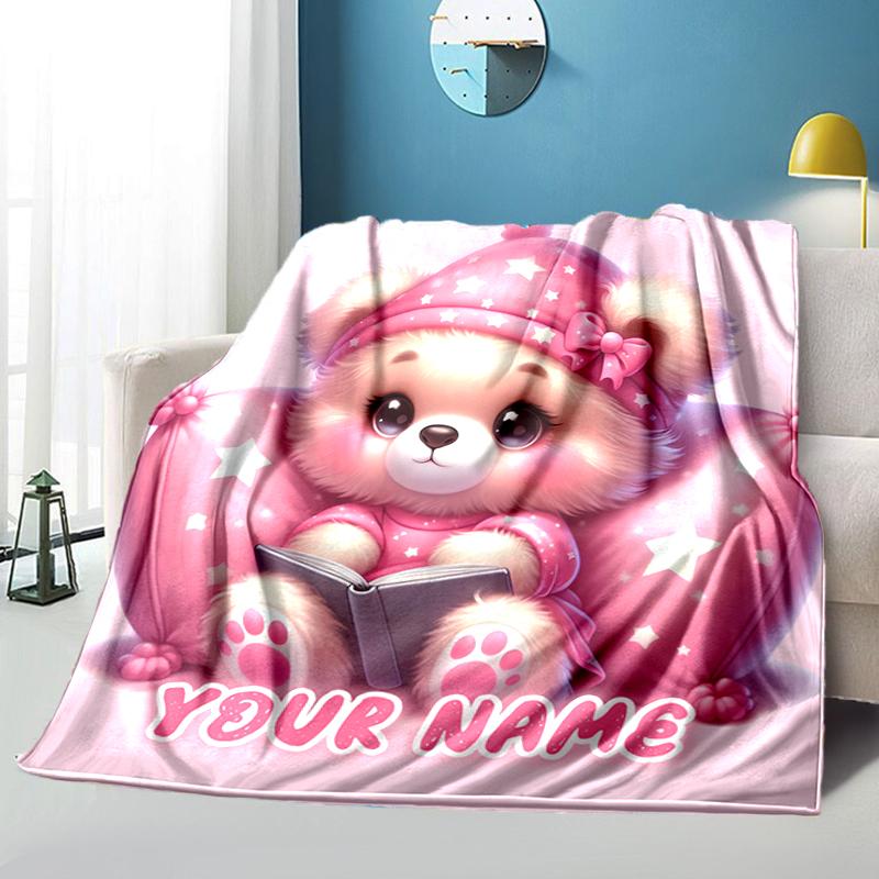 1PC Custom Name Pink Dreams: Cozy Flannel blankets Patterns Throw Blanket All-Season Soft Gift for Couch, Bed, Camping gifts