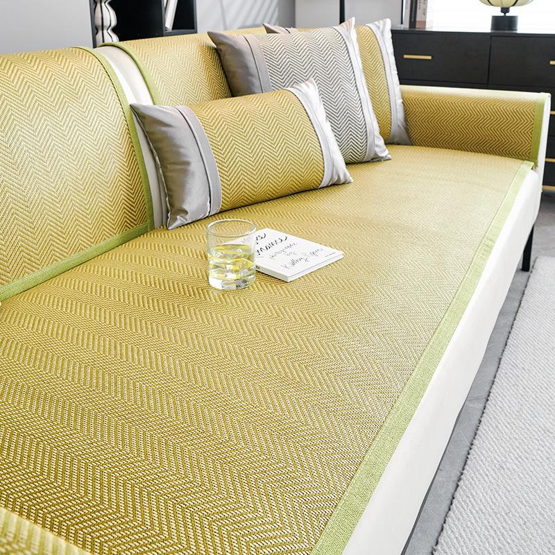 Summer Ice Cold Rattan Sofa Cushion Universal Living Room Anti-Scratch Sofa Cover Comfortable Anti-Bacteria Non-Slip Cooler