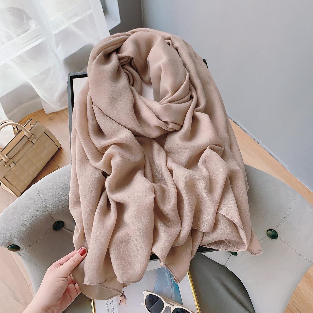 Cotton And Linen Scarf Women'S Literary And Artistic Long Solid Color Shawl Thin Versatile Neck Protection Silk Scarf Air Conditioner Outside The Room