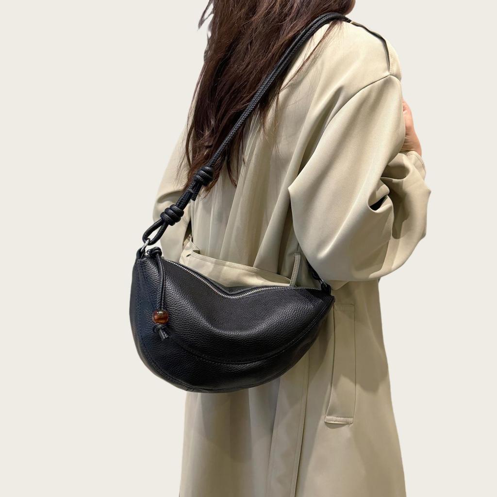 Modische Rindsleder-Horn-Tasche, Crossbody-Tasche für Damen, Vielseitige Tasche für den Arbeitsweg, Oberleder Rindsleder Knödeltasche, Umhängetasche