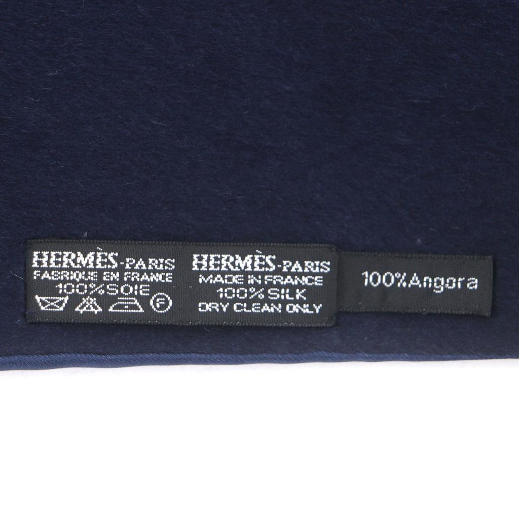 Excellent HERMES Scarf Navy Green Silk Mens Used