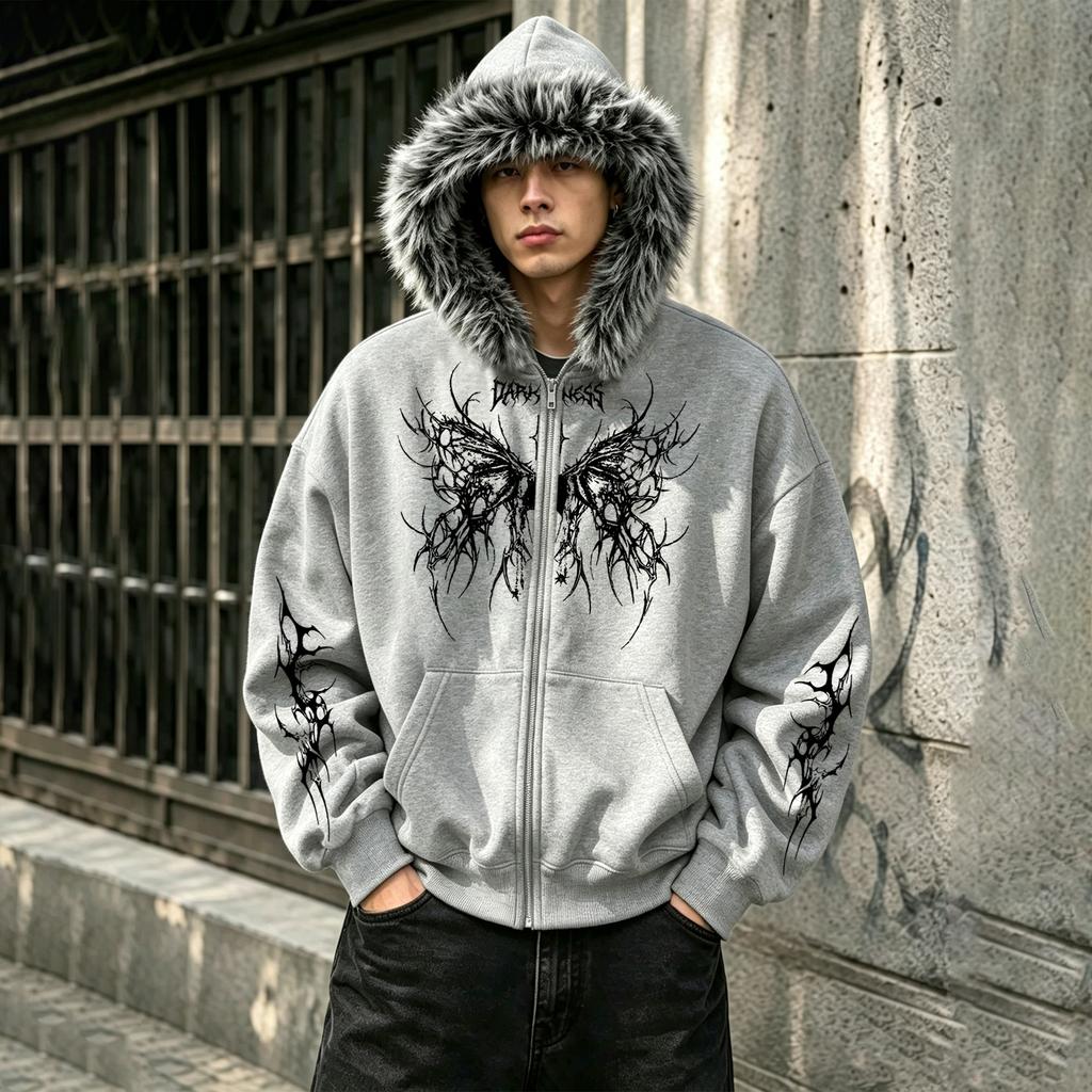 Warme Herfst/Winter Rits Hoodie met nepbontrand, Zachte Voering en Ingebouwde Opbergzak—Unisex Stijl