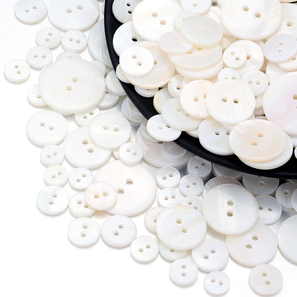 5-20Pcs White Shell Buttons 10/12/15/18/20/23/25mm 2 Hole Round Shell Button For Sewing Accessories DIY Clothing Craft Decorate