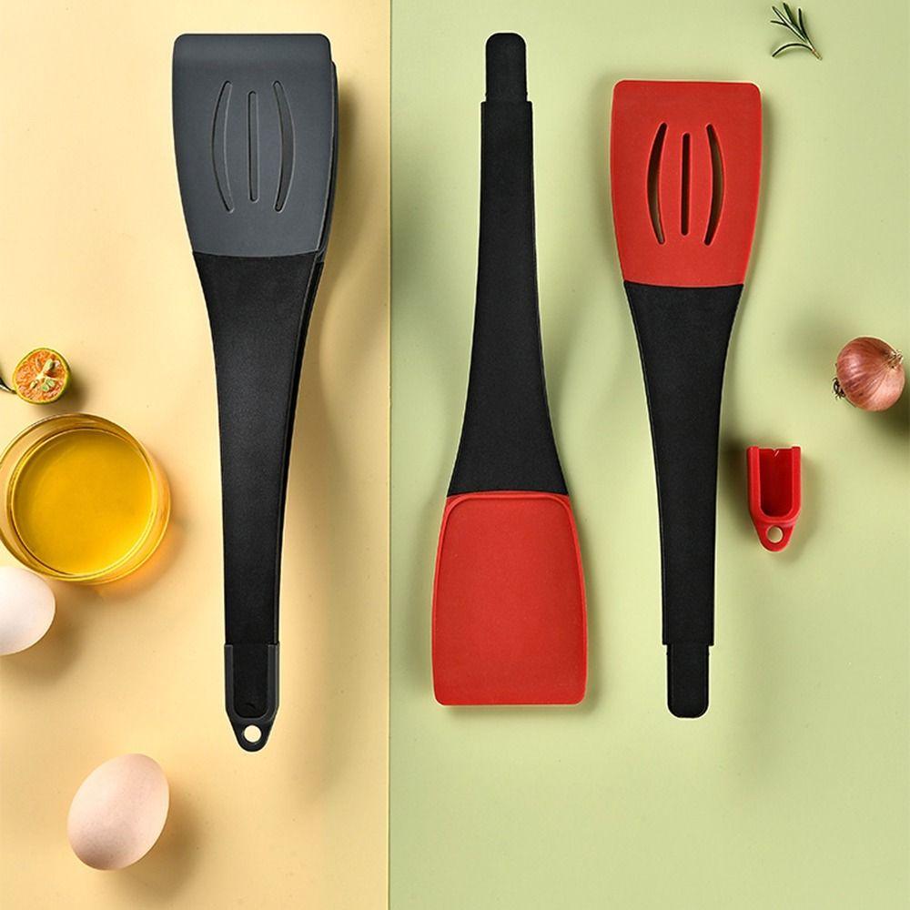 

2 in 1 Food Tongs Silicone BBQ Clip Turner Flipper Silicone Spatula Clip Frying Steak