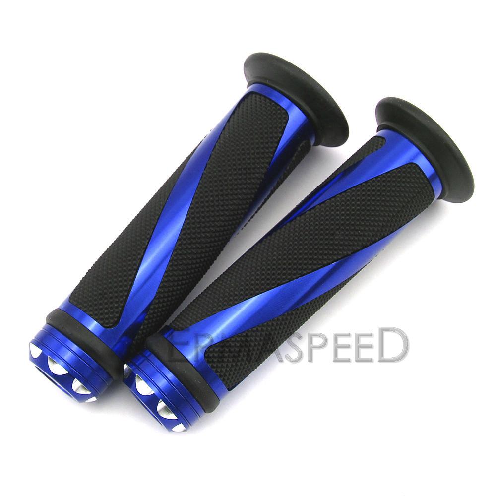 

7/8 ; Алюминиевые резиновые ручки для мотоциклов, ручки для руля, ручка на конце ручки, ручки для дроссельной заслонки, спортивные мотоциклы синий