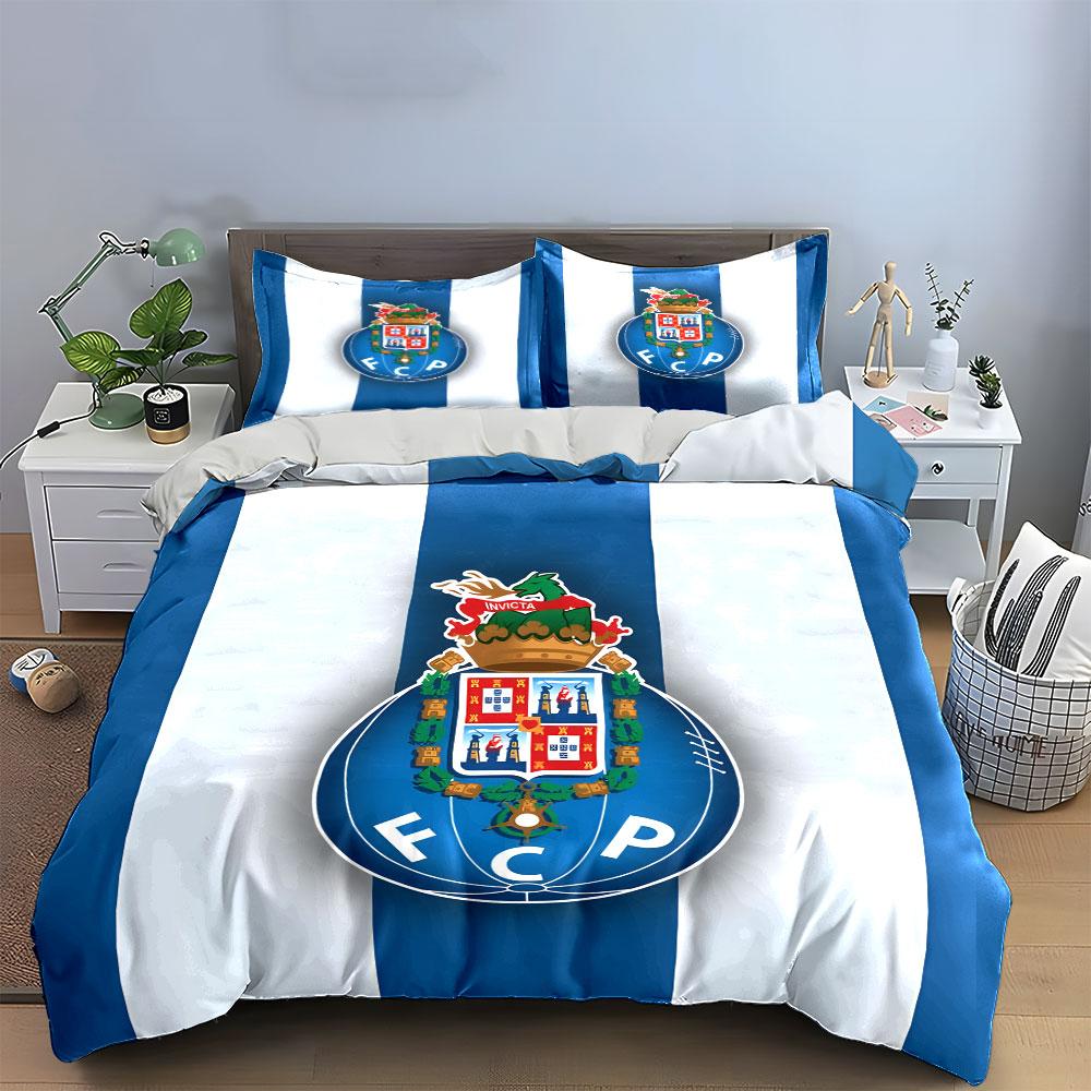 Rayas azules, escudo FCP. Juegos de cama Juegos de fundas nórdicas Fundas nórdicas Fundas de almohada(1 * Funda de edredón 2 * Fundas de almohada sin relleno de edredón)