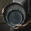 With Handle Round Bread Trays Retro Metal Plate Storage Bread Serving Tray Decorative Tray