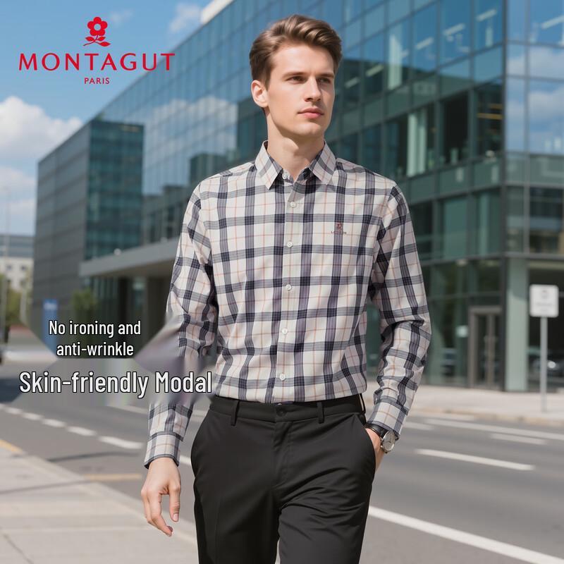 MONTAGUT Men s Modal Blend Long Sleeve Business Casual Shirt 50