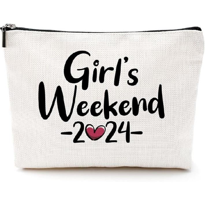 3Pcs Girls Trip Gifts Girls Weekend 2025 Makeup Bag Sisters Trip Gifts Favors Summer Gifts Cosmetic Bag Toiletry Bag Zipper Pouch Weekender Bags for