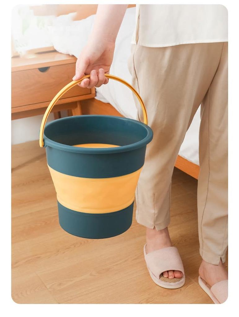 Gorocking Folding Bucket, 5L10L17L, 4 Colors, for Cleaning, Laundry, Car Washing, Footbaths, and Fishing (Yellow, 5L)