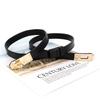 Women's Leather Decorative Buckle Pull-Through Waistband Belt for Skirts and Suits - Punch-Free Design.