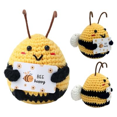 Süße Mini Positive Häkelbiene Handgestrickte Tierpuppe Dankeschön-Geschenk für Geburtstag Lehrer Abschluss Auto-Innenzubehör