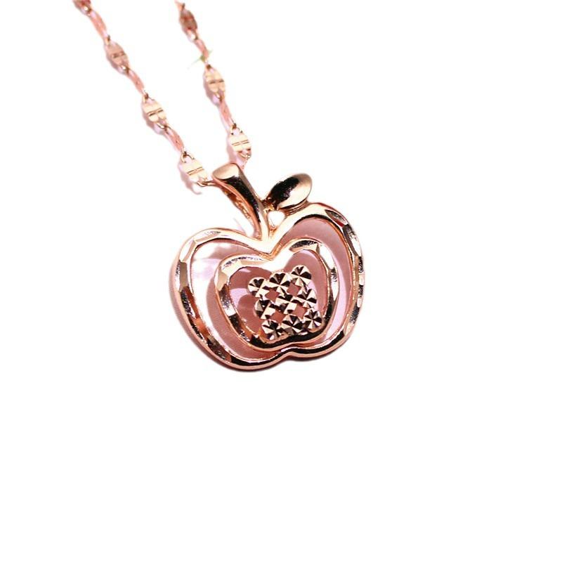 Purple Gold Shiny Apple Pendant Color Gold Fashion Plated Rose Gold Necklace