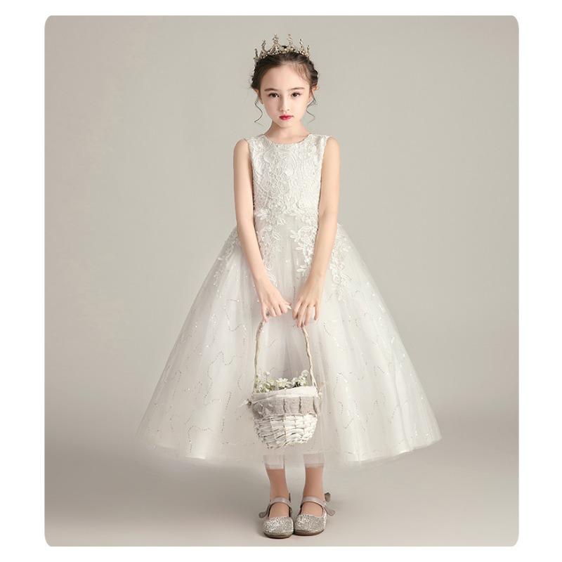 Girls Princess Puffy Lace Flower Girl Party Performance Dress