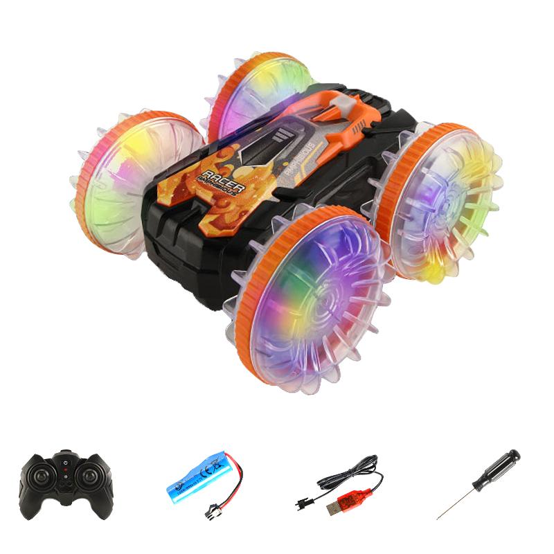 

YL-92 2.4G Remote Stunt Rotating RC Car Xmas Toy Car Gift with Light for Kids Orange