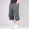 Men Breathable Capri Pants Color Straight Solid Pocket  Trousers