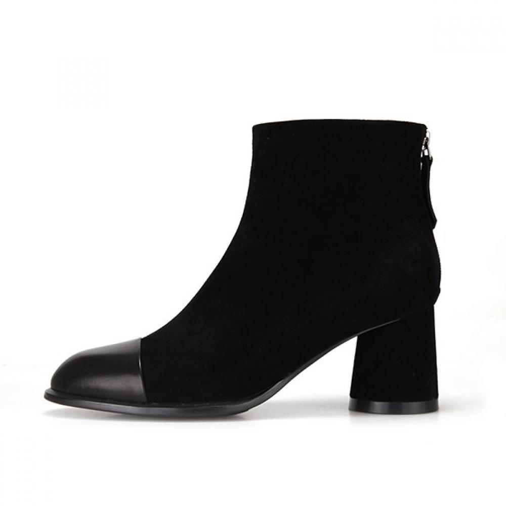 BARBARA Leather Suede Color Block Ankle Boots 6.5cm Bbg865bk