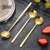 Snack Löffel Gold Teelöffel für Stahl Löffel Kaffee Beschichtet Edelstahl Rund Klein Dessert Dessert Kreativ Rühren Eiscreme Leicht