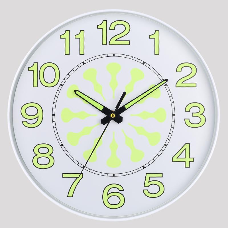 12 Inch 30cm Luminous Plastic Silent Wall Clock Creative Bedroom Living Room Simple Luminous Quartz Clock