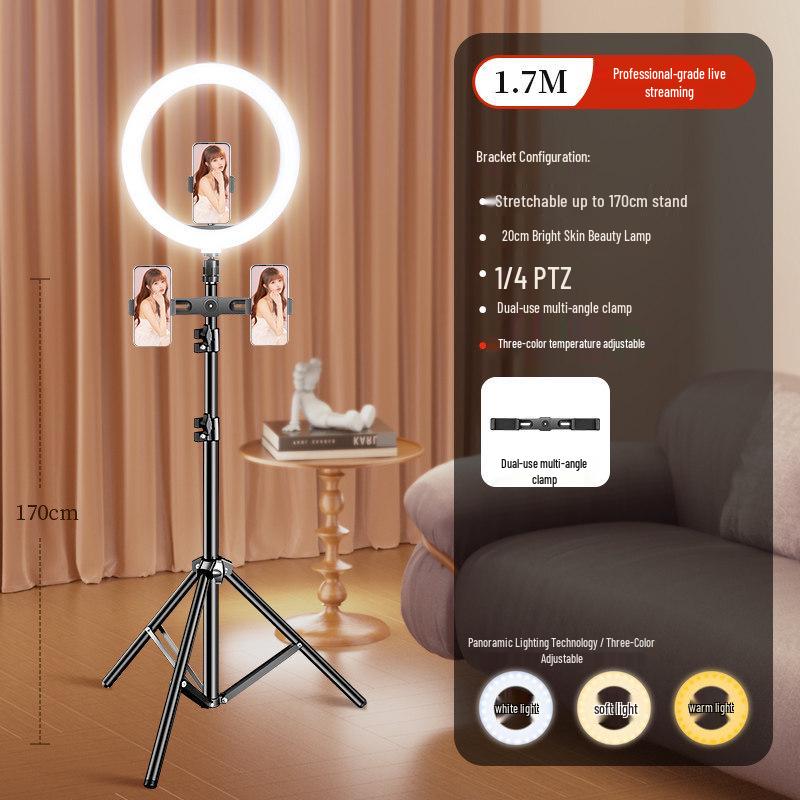 Professional Desktop Ring Light Stand for Streamers - Large Aperture Beauty & Selfie Light