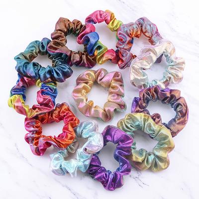 1pc Women Rainbow Metal Color Korean Rope Elastic Hair Band Two