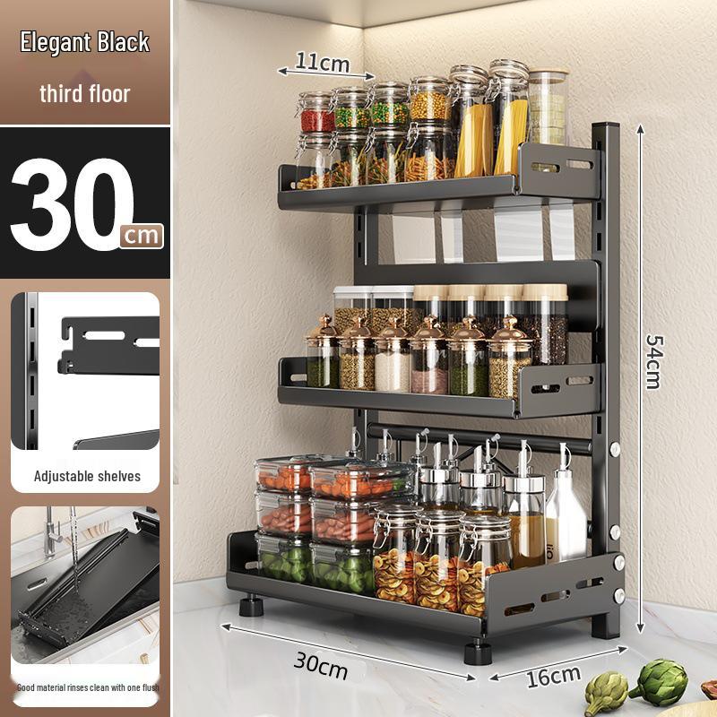No-Drill Multi-functional Kitchen Storage Rack for Spices, Jars, and Knives