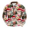Men's Fashion Christmas Printed Corduroy Zipper Shirt