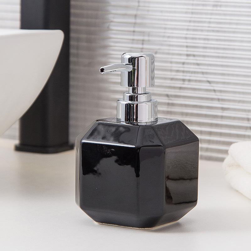 360ml soap dispenser ceramic hand sanitizer square minimalist black and white split bottle shampoo and shower gel press bottle