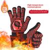 Hitzebeständige und hitzebeständige Grillhandschuhe mit fünf Fingern, wärmeisolierend, mikrowellengeeignet, mit Silikonbeschichtung.