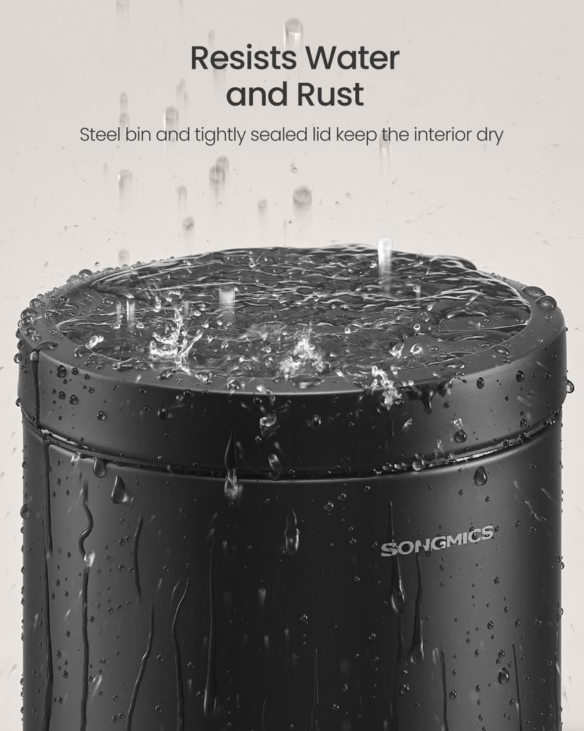 SONGMICS Bathroom Pedal Bin, 1.6 Gallon (6 L) Steel Toilet Bin with Soft-Close Lid, Inner Bucket, for Waste, Bedroom, Ink Black