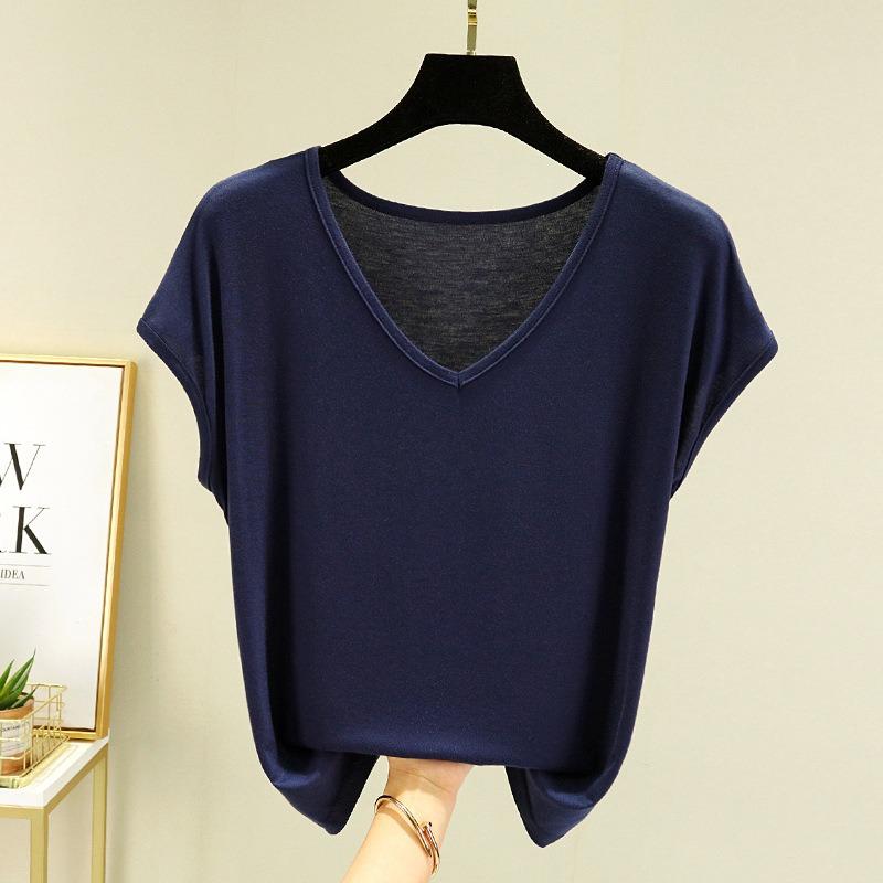 Solid Color V-Neck T-Shirts Made from Colorful for Spring And Summer