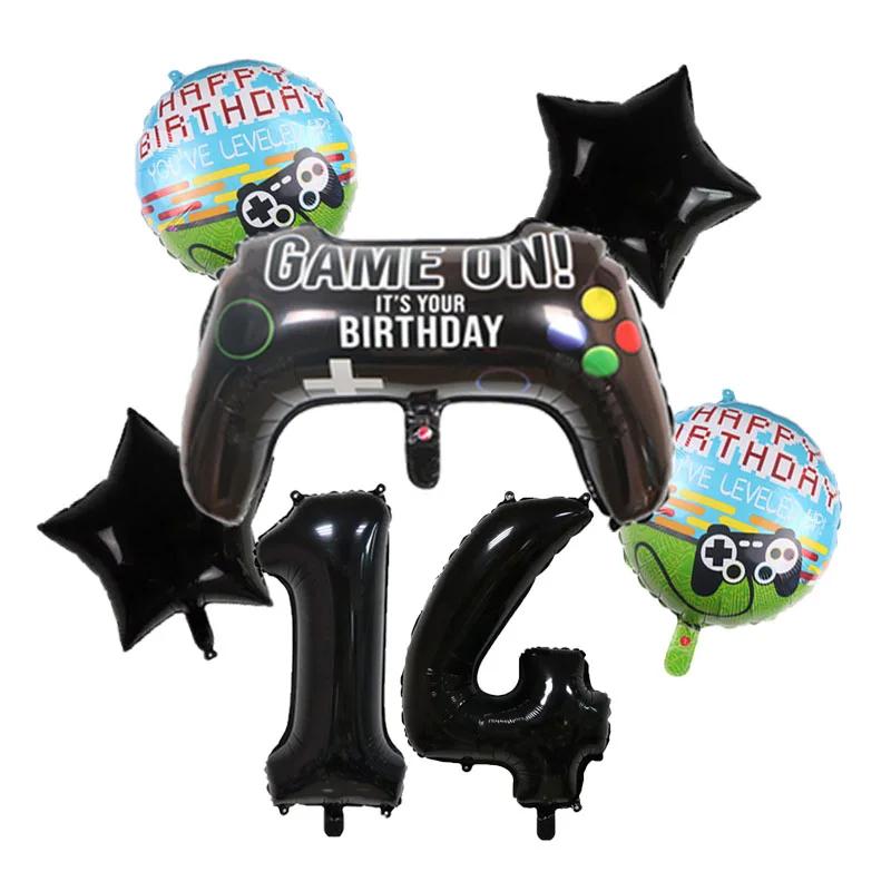 

Gamepad Balloons Game On with Black Digit Number Balloon Children s Birthday Party Decorations Game Theme Party Supplies Other