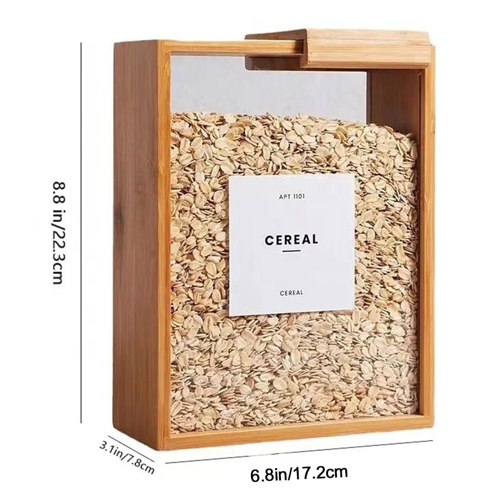 New Creative Food Storage Box Wooden Kitchen Oatmeal Cereal Storage Barrel Bamboo Wood Grain Dispenser Food Storage Organization