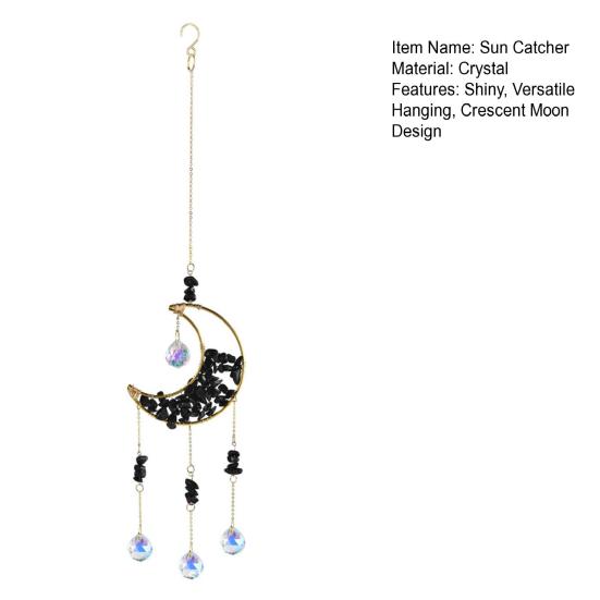 Crystal Sun Catcher Crescent Moon Sun Catcher Rainbow Maker Prism Ornament for Window Balcony Bedroom Garden Hanging