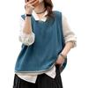 Autumn 2026 Women's Solid Color Sleeveless Knit Vest - Artistic Round Neck, Loose Cotton Thread Sweater Design.
