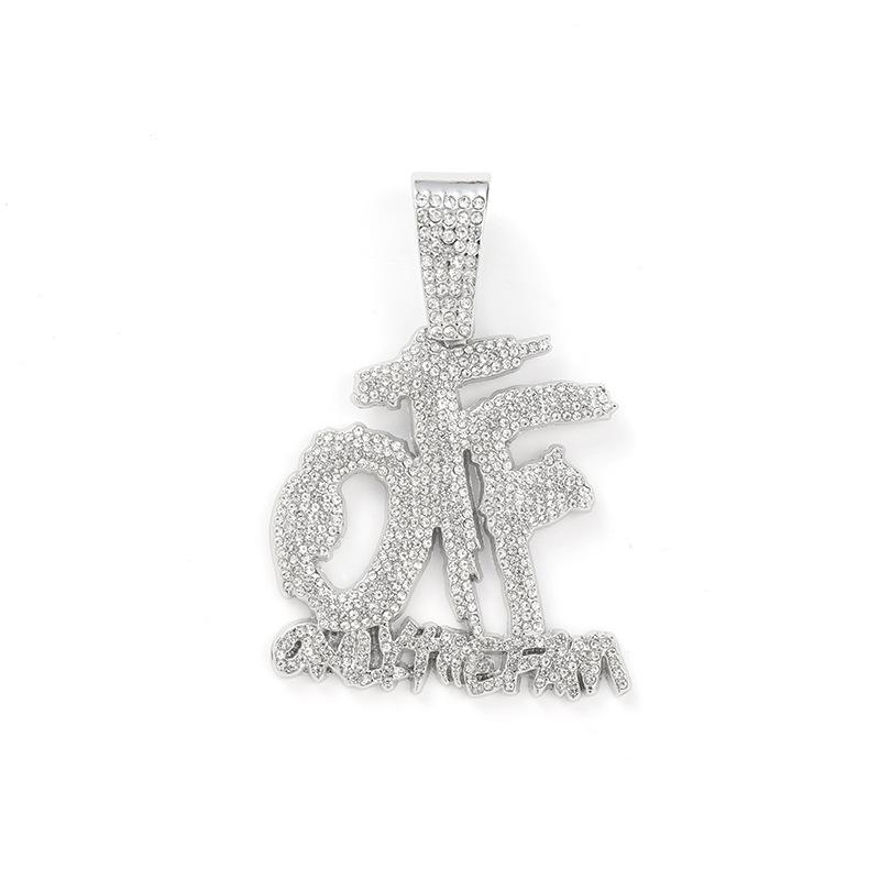 Hip Hop Otf Letter Necklace Men And Women Hip Hop Personality Versatile Trend Cuban Chain Jewelry Set