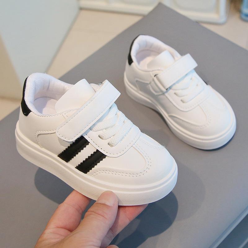 Kids White Shoes for School Boys Girls Casual Shoes Non-slip Soft Sole 2025 New Fashion Children Sports Shoes Hook&loop Trendy