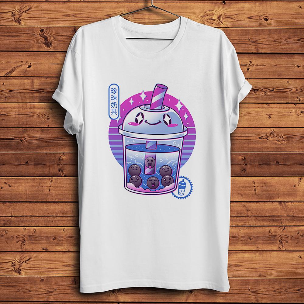 Retro Vaporwave Kawaii BOBA Tea Funny TShirtUnisex Summer White Casual Short Sleeve Tshirt StreetwearUnisex Teebreathable Print S