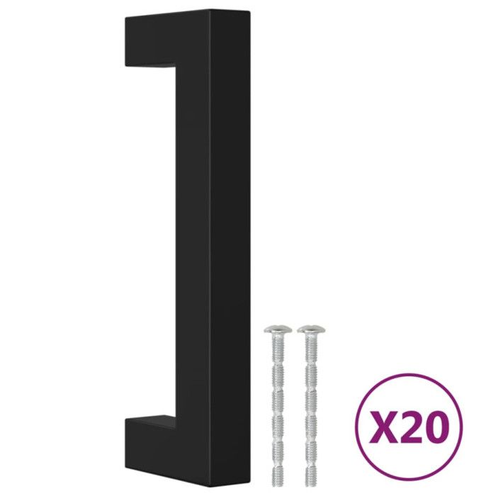 VidaXL Cabinet Handles 20 Pcs, Door Handles with Screws, Drawer Handles for Cupboards Buffets Lockers Crates, Black 3203652
