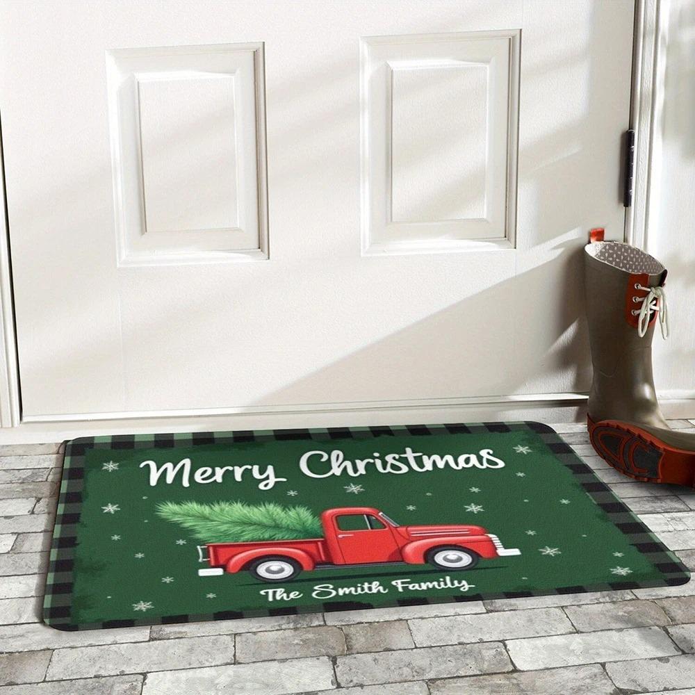 Weihnachtslebkuchen Willkommensmatte Winter Rutschfester Stil Universelle Feiertags-Fußmatte für Innen-Teppich Badezimmer, Vorder- und Hintertüren
