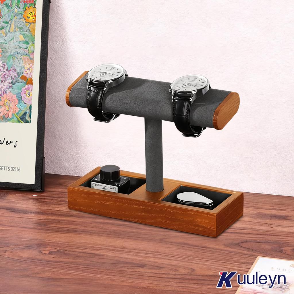 Wooden Watch Display Stand Watch Design Watch Hanging Watch Unisex Holder, Storage, Stand, T-Bar Tower, Rack, (Dark Gray)