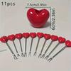 11-Piece Heart-Shaped Dessert Forks Set 10 Forks With Base Stainless Steel Fruit And Cake Forks Romantic Snack Picks