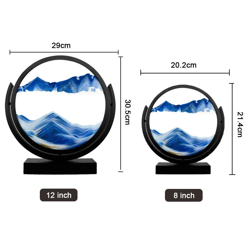 Rotatable Sandscape Moving Sand Art Picture Round Glass Deep Sea 3D Hourglass Quicksand Flowing Sand Painting Home Decor Gifts