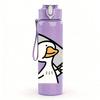1PC Duck Holding Paper Cartoon Art 750ml Color Plastic Sports Water Bottle Leakproof Flip Straw Lid Suitable for Sports Office Home Use