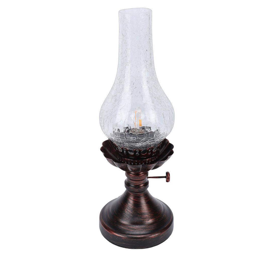 Vintage Table Lamp with Crackled Glass Shade 40W E27 Rustic Small Antique Desk Lamp Bedside Decor for Farmhouse Bedroom